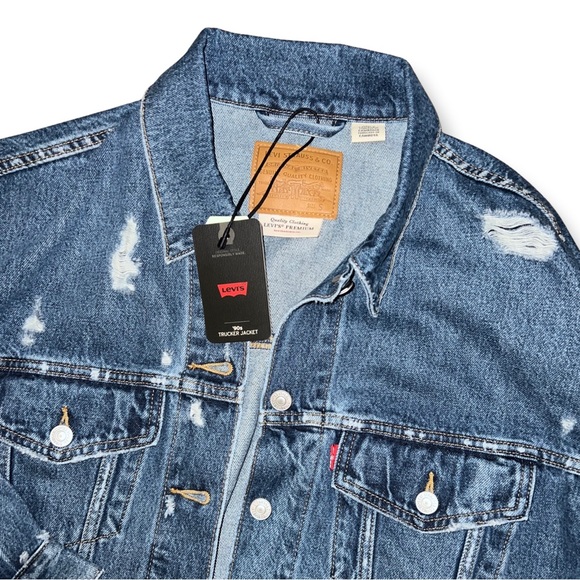Levis 90’s Trucker Jacket Deconstructed Indigo A1743-0005 - Picture 12 of 14